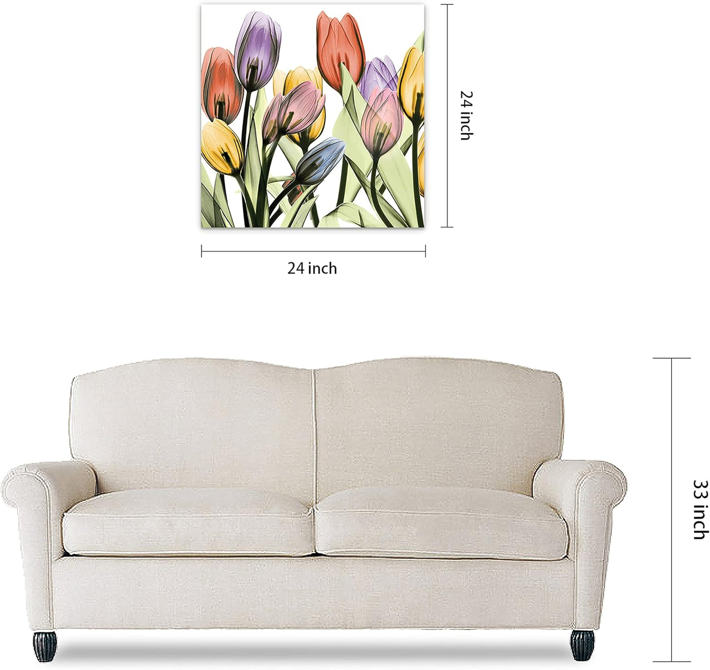 Empire Art Direct Frameless Free Floating Tempered Glass Panel Graphic Wall Art Ready to Hang, 24" x 24", Tulip Scape x-ray I