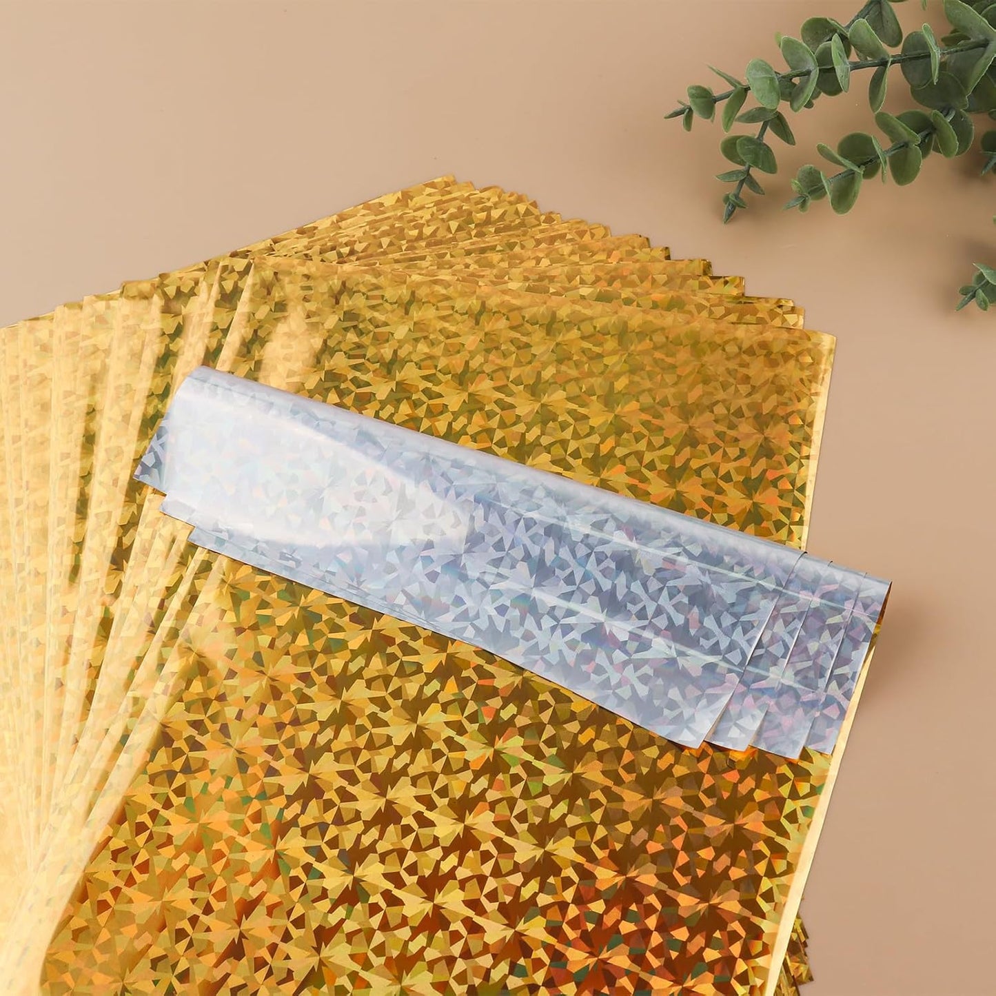 Briartw 20x29cm Hot Foil Paper 50 Sheets Pack Toner Reactive Foil Hot Stamping Foil Paper by Laser Printer and Laminator for Scrapbooking Craft Cardmaking DIY Album (Golden Gemstone, 50 Sheets)