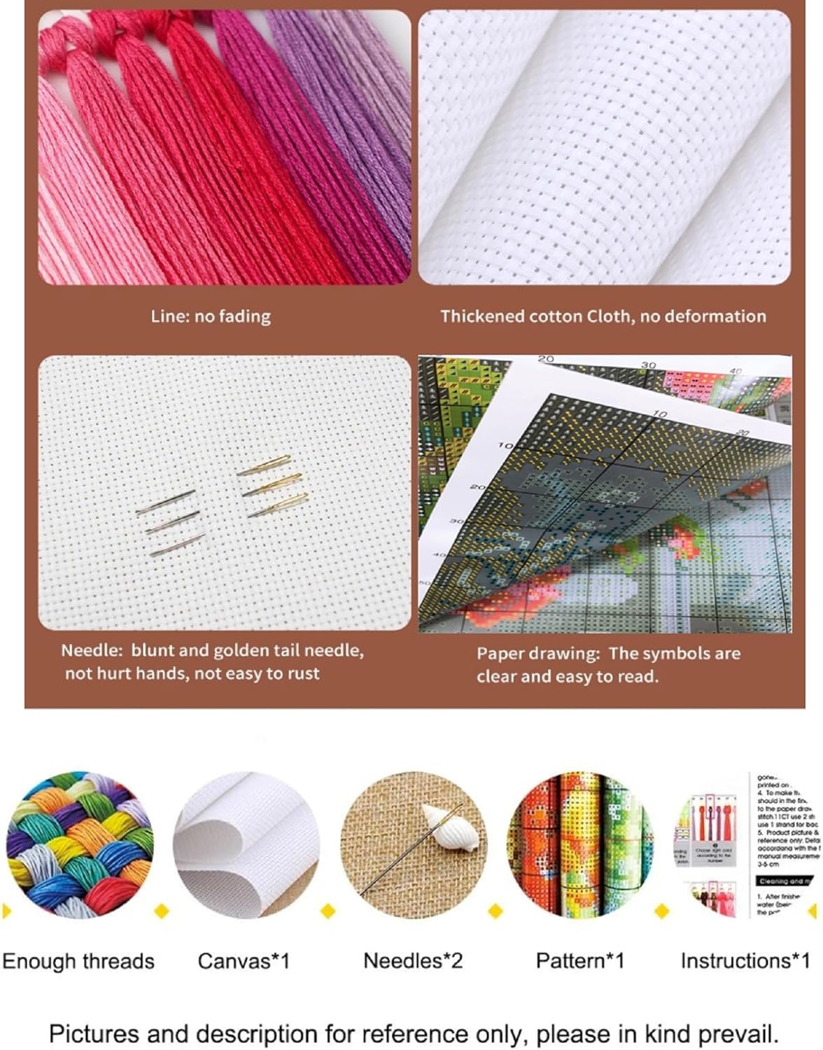 Findvoor Counted Cross Stitch Kits for Adults Full Range of Cross Stitching Embroidery Unprinted Pattern for Beginners, 11CT Needlepoint Kit Patterns Embroidery Kits-Magical Sunflower 18x18 inch