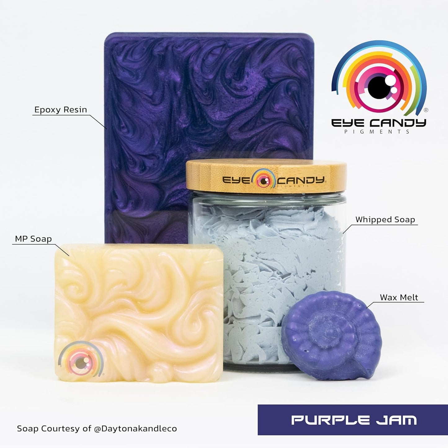 Eye Candy Pigments Premium Purple Mica Powder - Purple Jam (25gr) - for Epoxy, Resin, Soap, Paint, Woodworking, Acrylic Pouring, Bath Bombs, Fishing Lures - DIY Arts and Crafts Additive