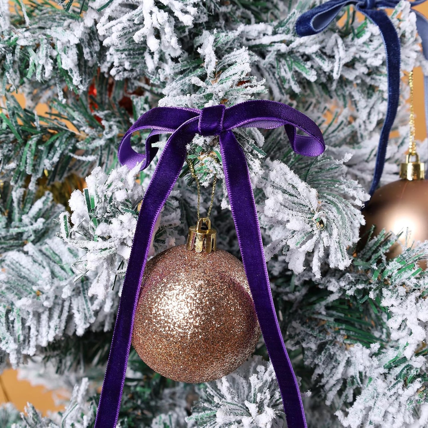 LaRibbons Thin Velvet Ribbon 3/8 Inch x 25 Yards, Purple Velvet Ribbon for Christmas Tree, Gift Wrapping, Wreath Bow, Outdoor Decoration