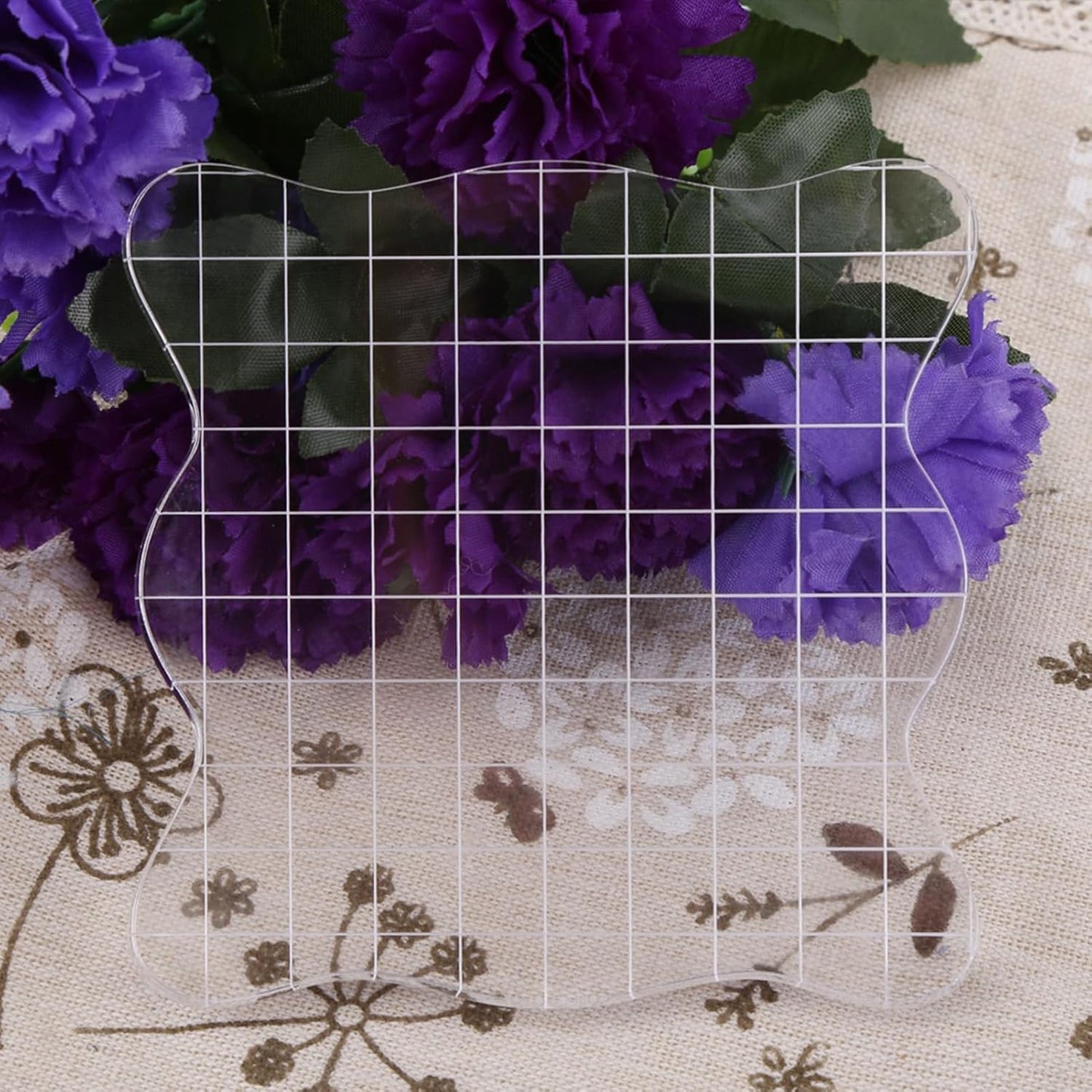 1PC Transparent Acrylic Stamp Blocks with Grid Lines, with Curve Edges Essential Stamping Tools for Scrapbooking Crafts Making,1.97 x 1.97/2.95 x 2.95/3.93 x 3.93 (10x10cm)