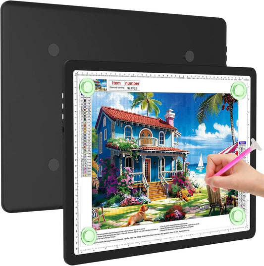 Elice Magnetic A3 Light Board for Diamond Painting, Ultra-Thin Tracing LED Light Box with Side Buttons, Super Bright Diamond Art Light Pad, Light Table for Drawing, Sketching, Weeding Vinyl - Black