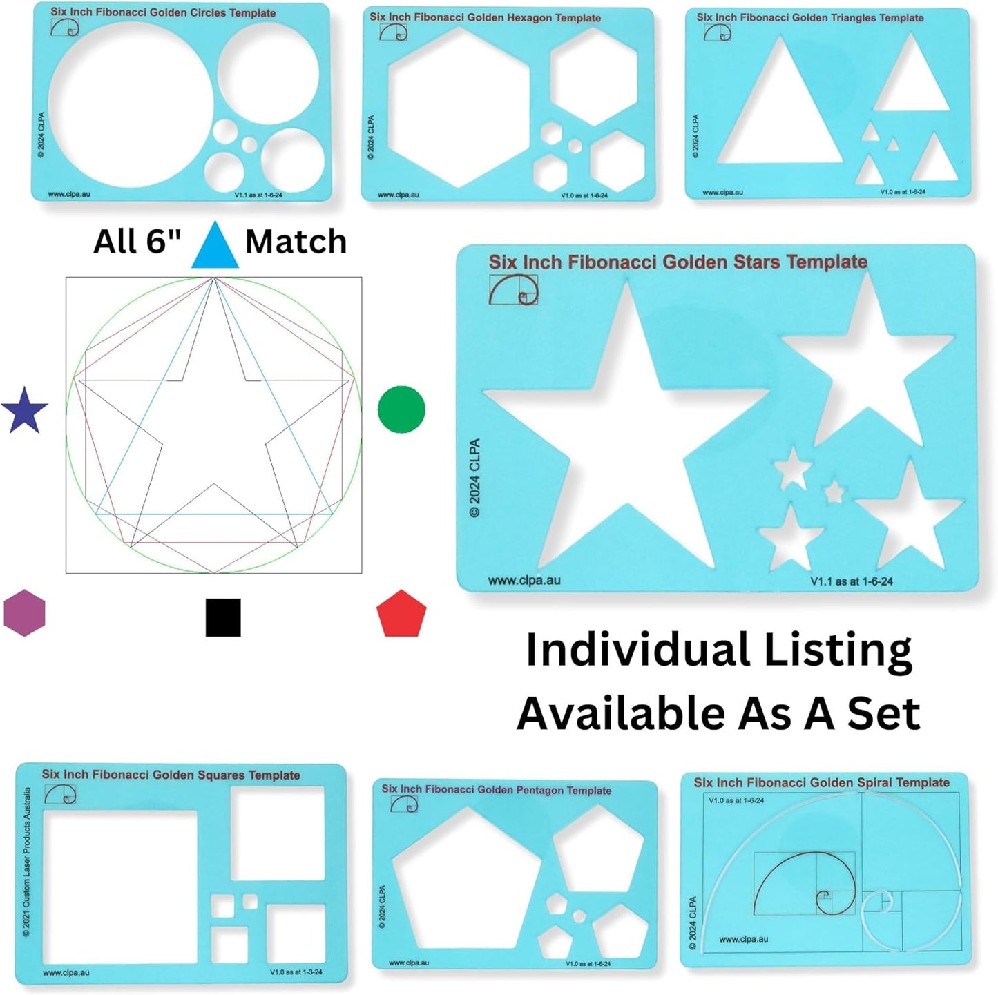 Star Stencil Template for Drawing and Drafting: A Fibonacci-Inspired Star Template for Drawing Tool for Artists Allows The Simple Application of The Golden or Divine Ratio for Artistic Design