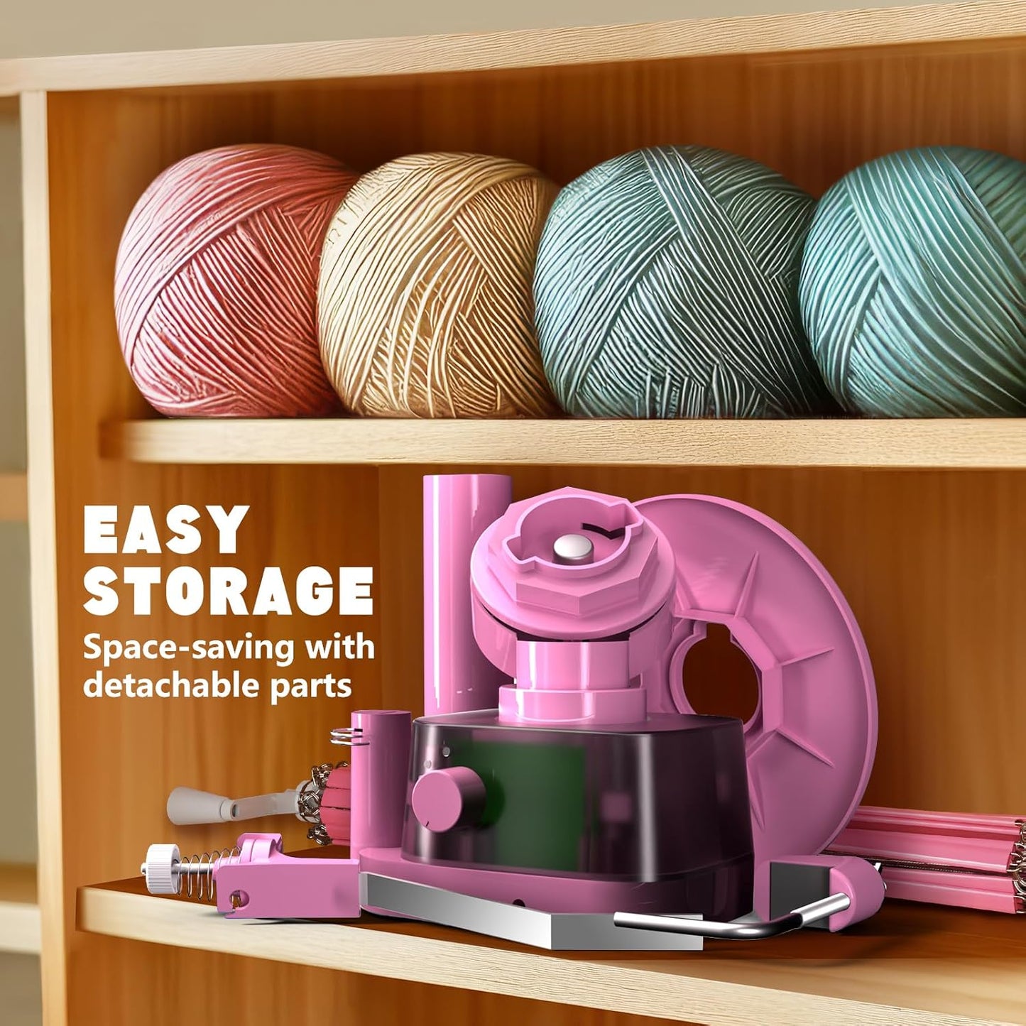 Yarn Winder and Swift, Electric Yarn Ball Winder & Swift Combo for Crocheting, Efficiently Cake with Strong Tension Adjustable Speed Up to 13 oz, Yarn Spinner Wool for Knitting Enthusiast (Pink)