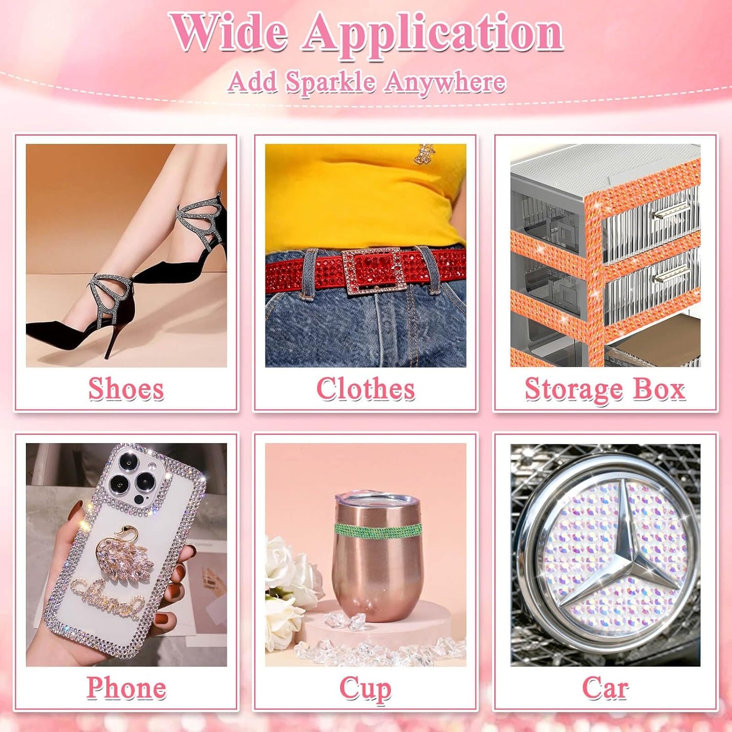 15 Yards Self Adhesive Rhinestone Strips, Rhinestone Ribbons Self Adhesive, Diamond Crystal Bedazzling Strips Glitter Bling Rhinestones Tape Stickers for Crafts, Fabric, Car, Shoes, Décor