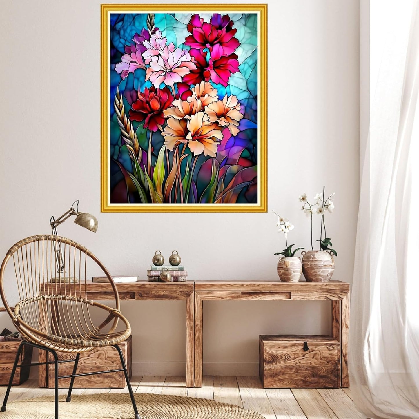 Hopeart Stamped Cross Stitch Kits for Beginner Embroidery Kits for Beginners Adults DIY 11CT Cross Stitch Patterns Needlepoint Kits Crossstitching Kits-Colorful Flowers 16x20 inch