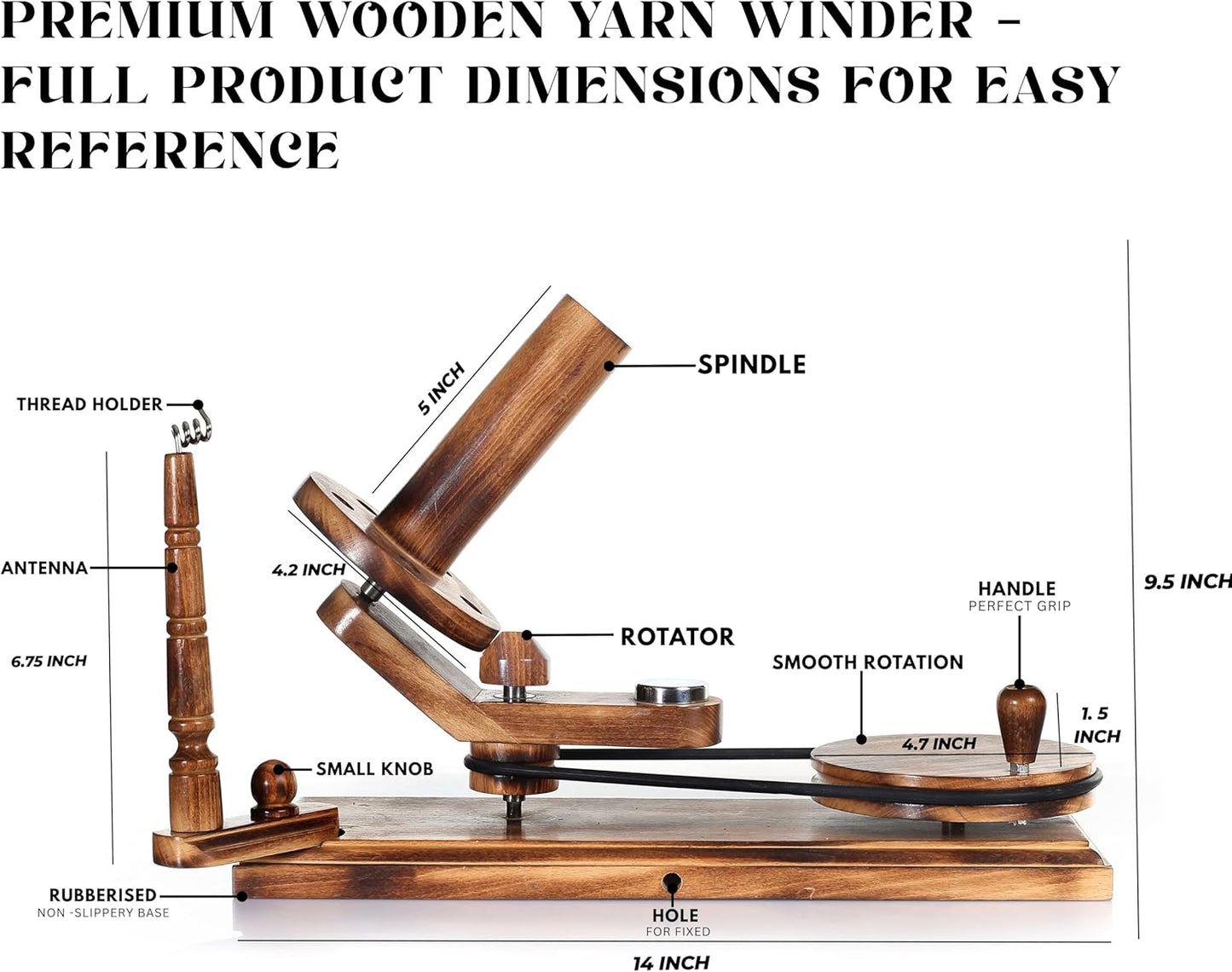 Handmade Wooden Yarn Ball Winder & Table Top Swift for Knitting & Crocheting, Wool String Center Pull (Antique Winder+Swift Set)
