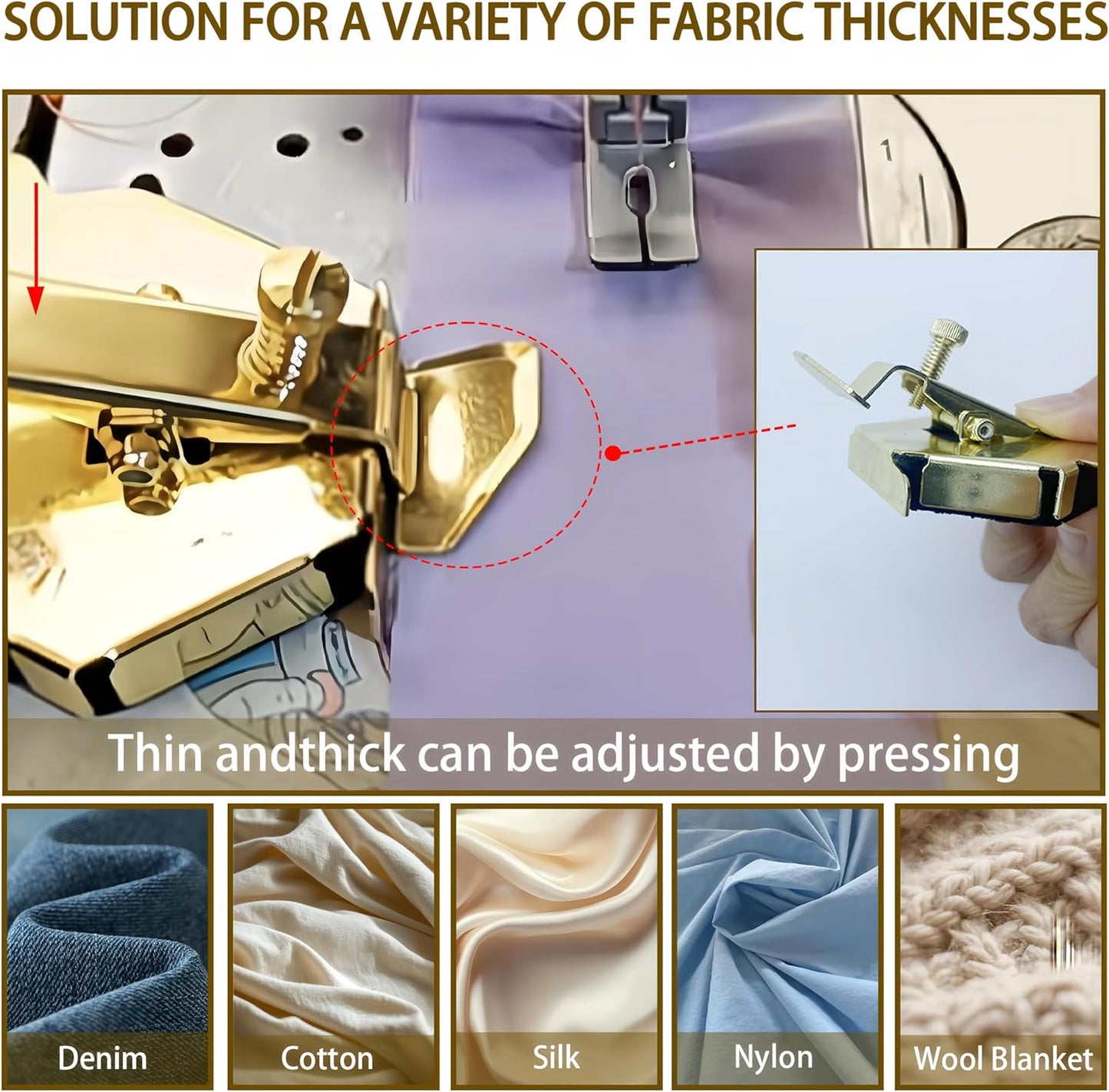 Magnetic Sewing Guide,Upgraded Multi-Purpose Magnetic Seam Guide for Sewing Machine,Quilting Accessory for Professionals&Beginner,Edge Retaining/Positioning/Anti-Curling/Pressing of Topstitching(Gold)