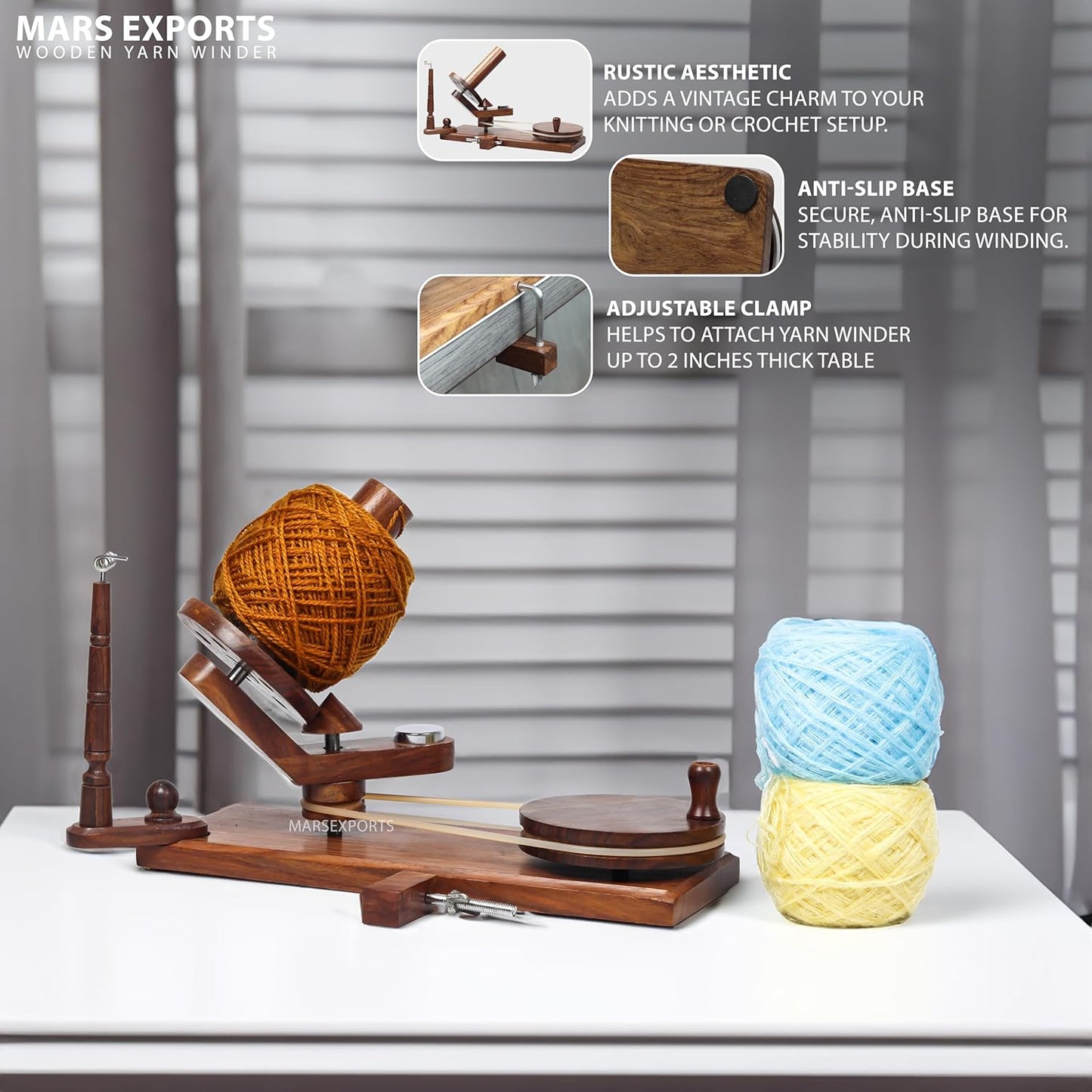 Mars Exports HandCrafty Wooden Swift for Knitting & Crochet Hooks – Hand Operated Large Ball Winder (Rosewood)