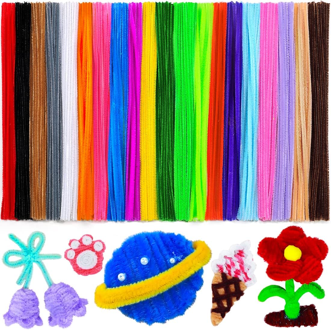 Eppingwin 200 PCS Pipe Cleaners, Multi-Colored Pipe Cleaners Craft Supplies, 20 Colors Chenille Stems for DIY Arts Crafts Project(Multi Color)