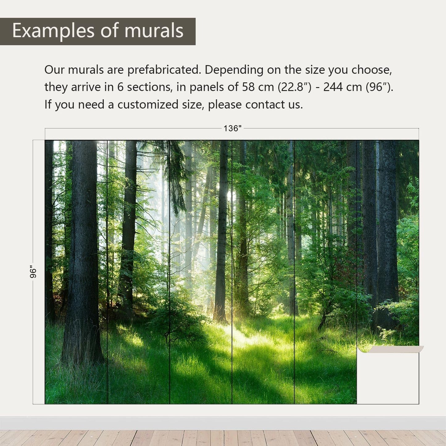 AFZEVEB-Green Forest Wallpaper Natural Landscape Wall murals for Bedroom 136"x96"(Not Peel and Stick)
