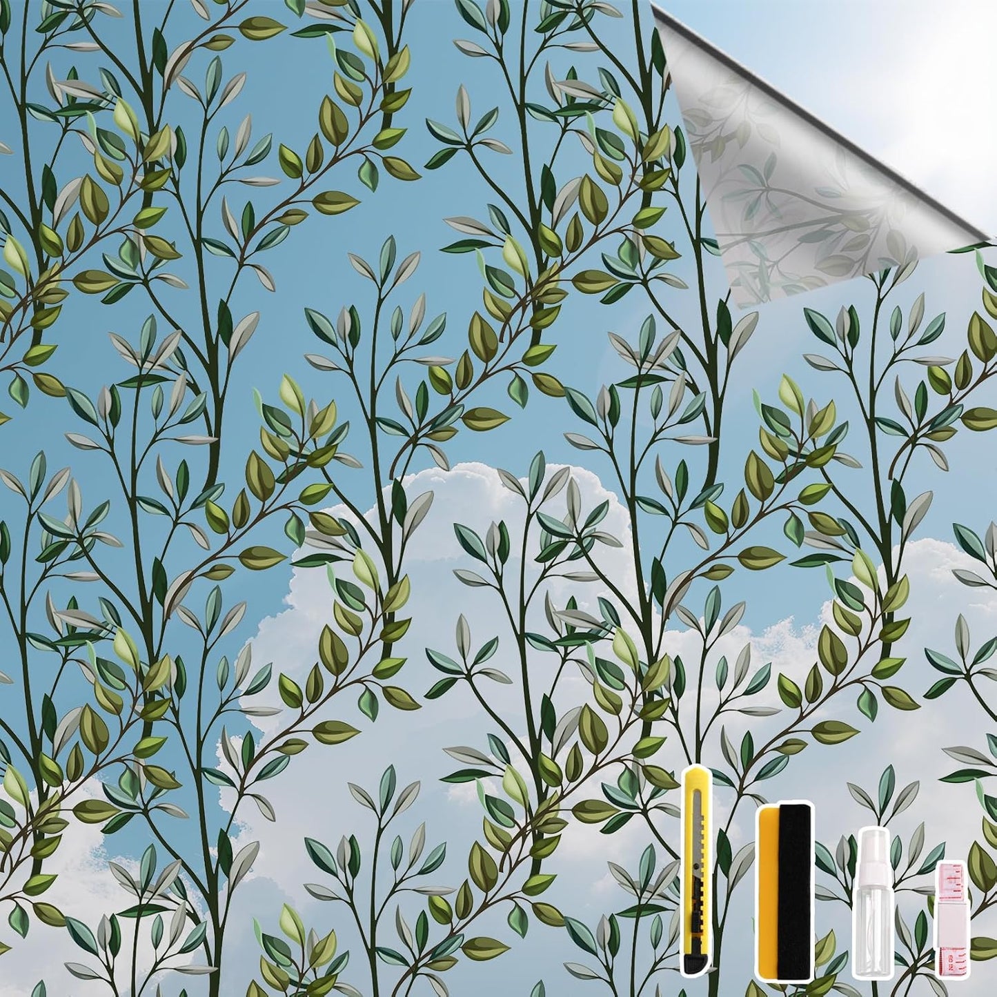 NINETREX One Way Window Privacy Film, Daytime Privacy Static Cling Sun Blocking Anti UV Reflective Window Tint for Home and Office 29.5 x 157.4 inches, Silver Leaf