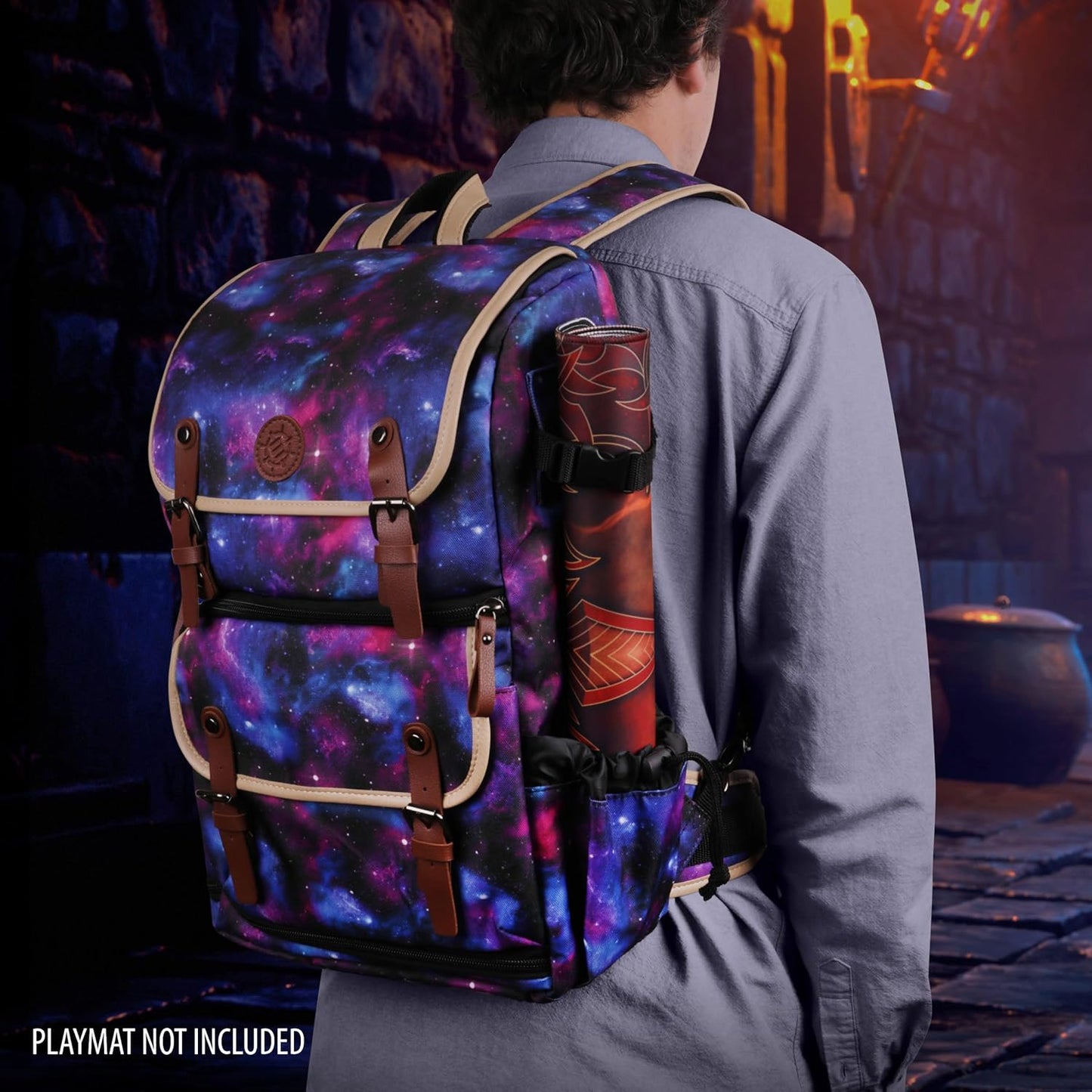 ENHANCE Designer Edition TCG Backpack - MTG Deck Bag Card Binder Space, TCG Deck Box Storage, MTG Playmat Holder - Card Storage Compatible with Magic the Gathering, Pokemon, Lorcana (Canvas Galaxy)