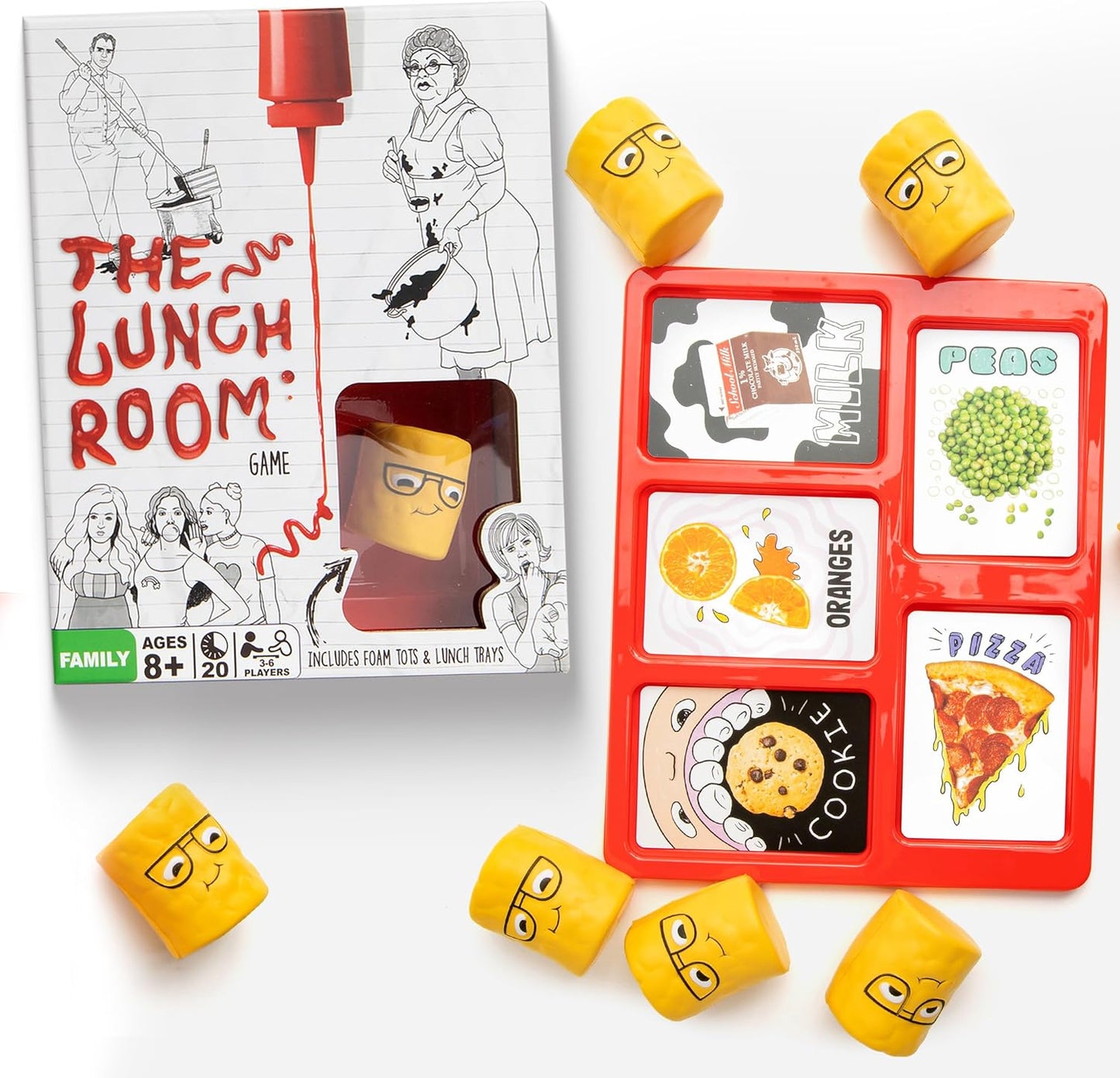 The Lunch Room – Ultimate Family Board & Card Game Hilarious Food Fight with Tater Tots Squishy Toys for Kids & Adults 8+ | Easy-to-Learn Party Game for 3-6 Players