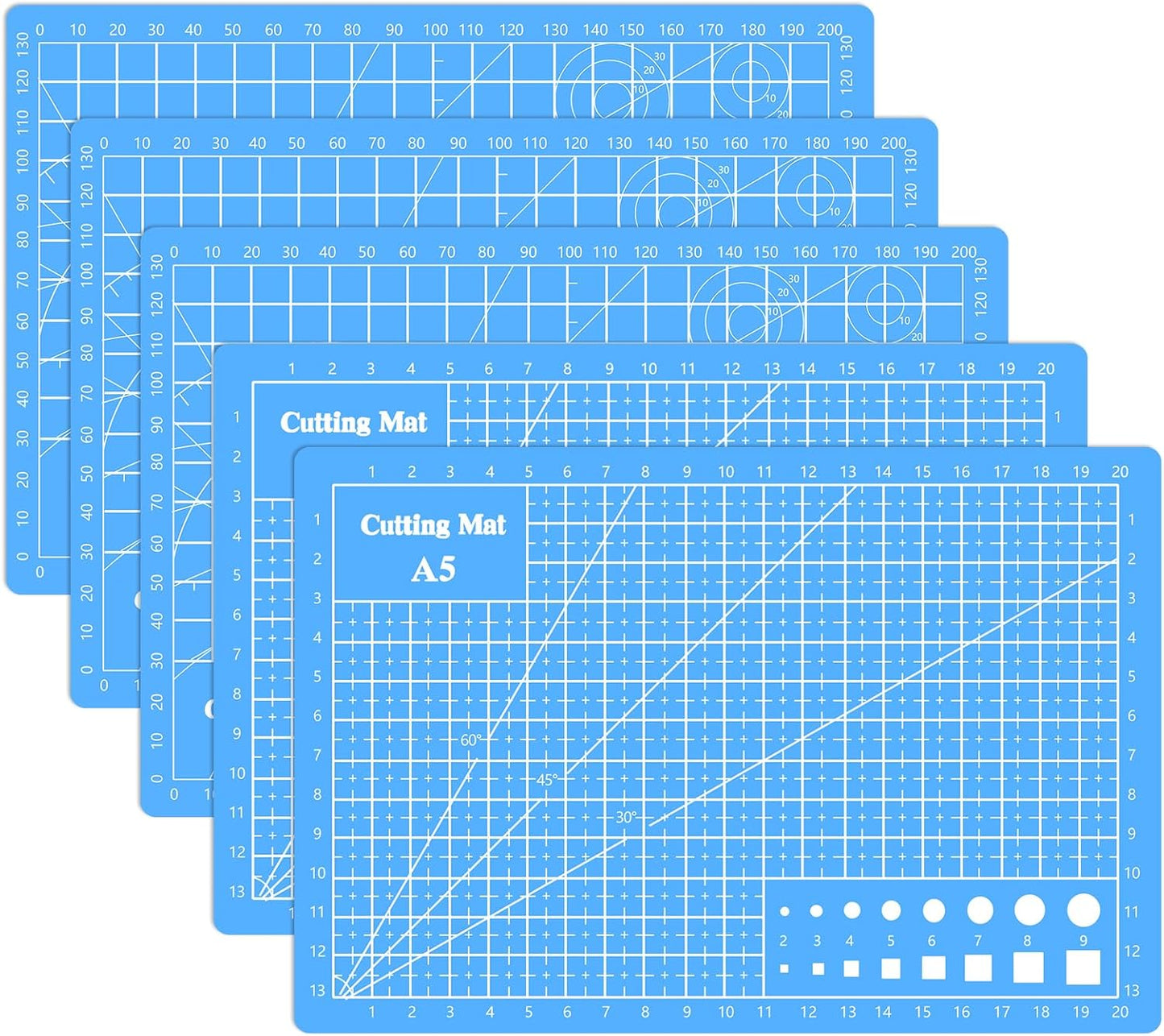 Cutting Mat 8in6in Self Healing Cutting Mat Size Double Sided 5-Ply Rotary Sewing mat for Crafts Fabric Quilting Hobby Art Clay Precision Scrapbooking Project, A5, Sky Blue 4PCS