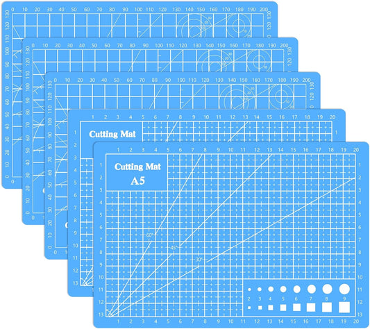 Cutting Mat 8in6in Self Healing Cutting Mat Size Double Sided 5-Ply Rotary Sewing mat for Crafts Fabric Quilting Hobby Art Clay Precision Scrapbooking Project, A5, Sky Blue 4PCS