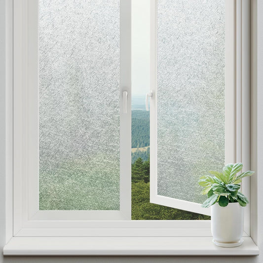 rabbitgoo Window Privacy Film Frosted Glass Film, Decorative Cling UV Sun Blocking Decals, Frosting Window Clings for Home Bathroom Door Coverings, 35.4 x157.5 inches