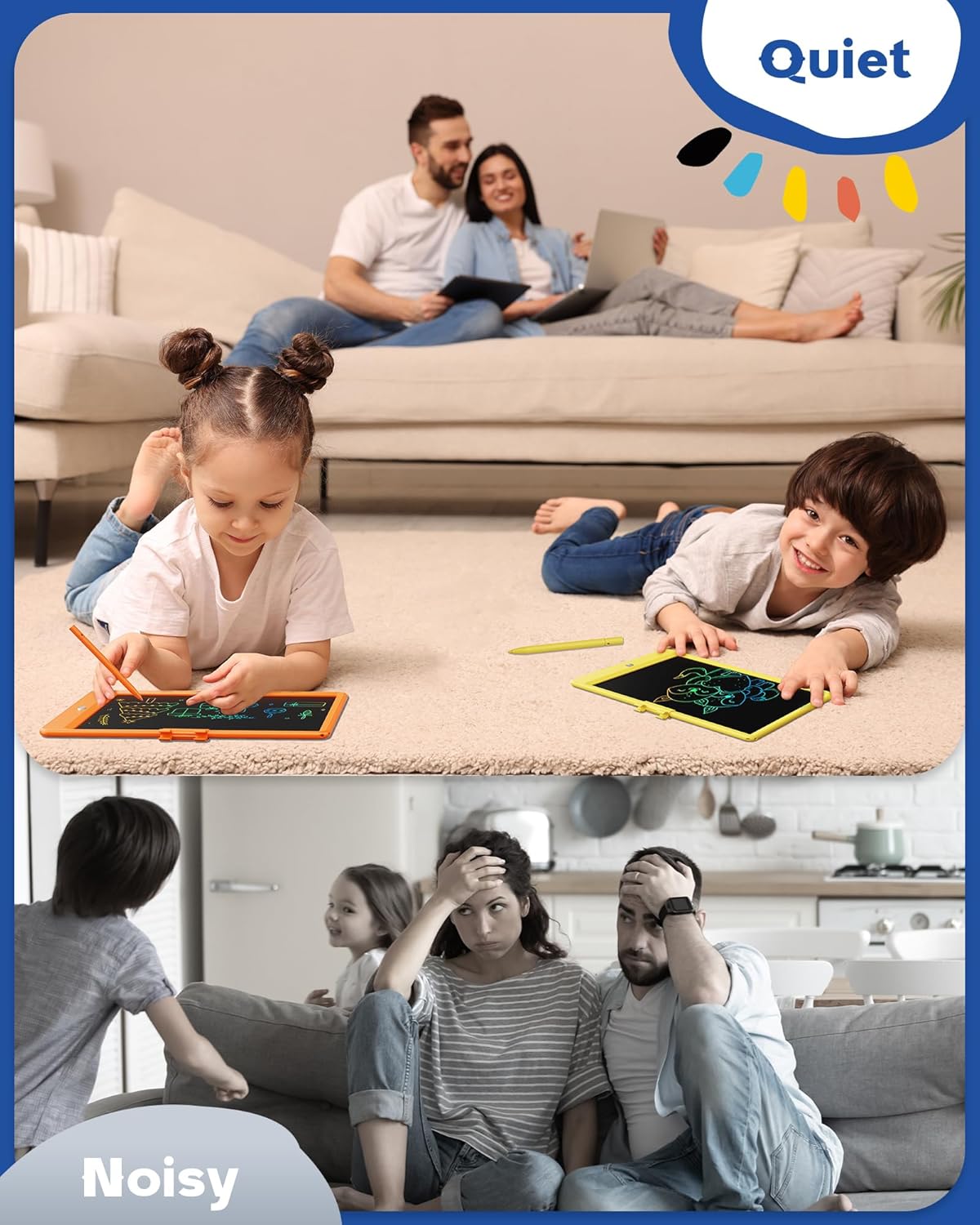 Bravokids LCD Writing Tablet for 3-8 Year Olds - 10 Inch Doodle Board Electronic Drawing Pad, Educational Gift for Kids (Orange)