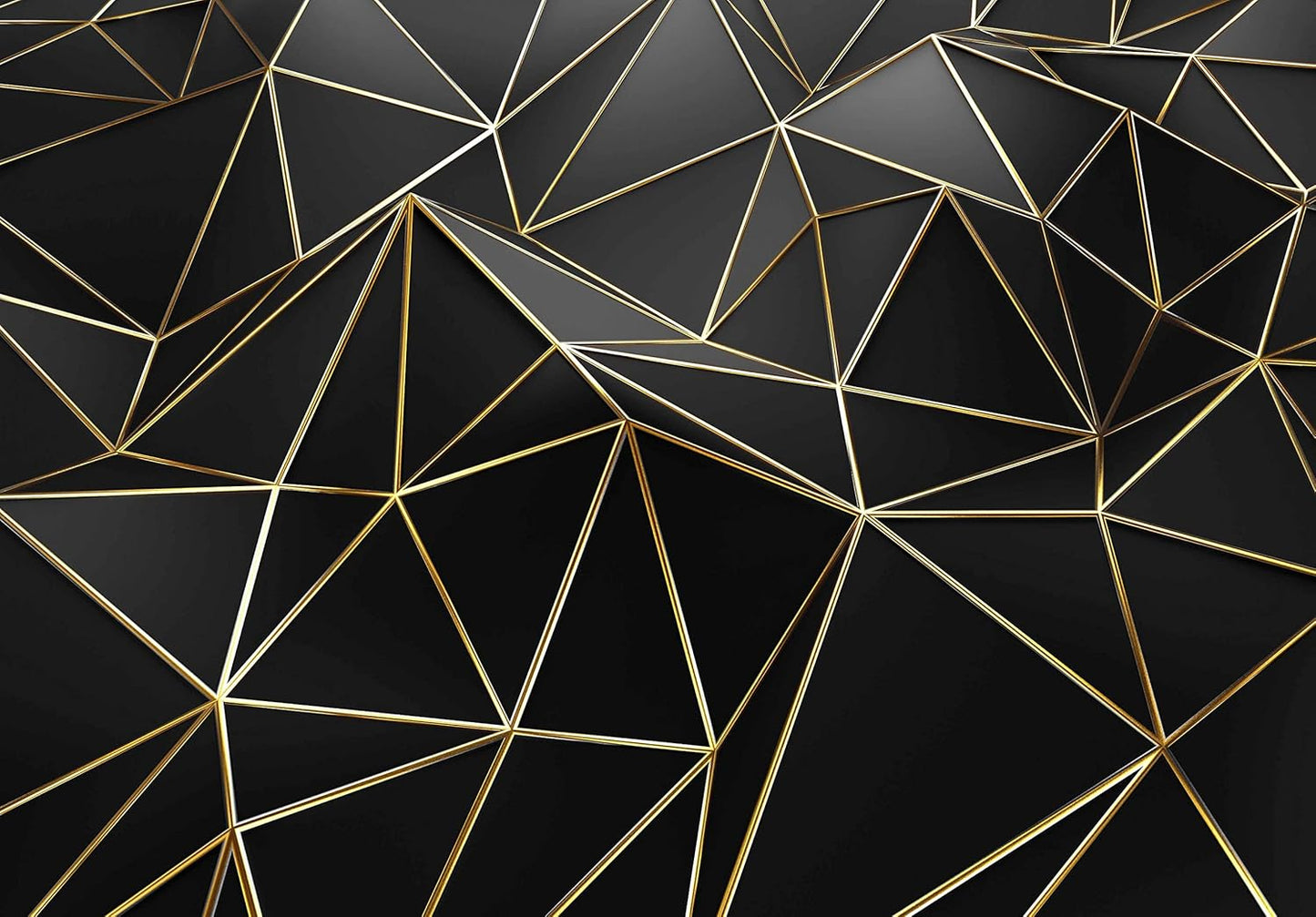 Black and Gold Wallpaper 3D Abstract Geometric Wall Mural for Bedroom Living Room TV Background Wall（Not Peel and Stick）