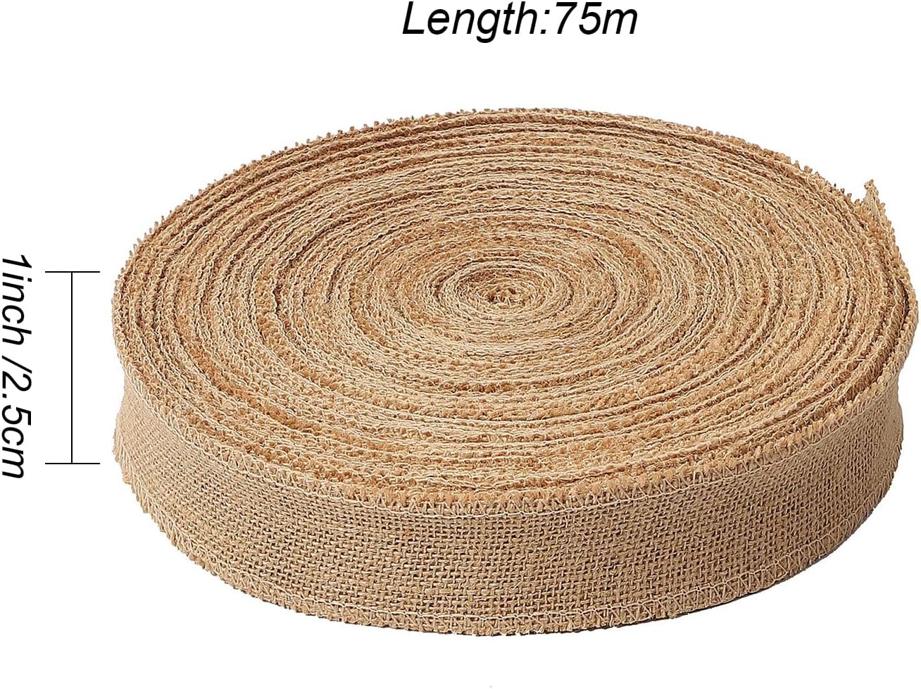 KINJOEK 1 Inch Wide 82 Yards Burlap Ribbon, Natural Jute Fabric Ribbon, Crafts Ribbon for Christmas, Wedding, Gifts, Burlap Fabric DIY, Decoration