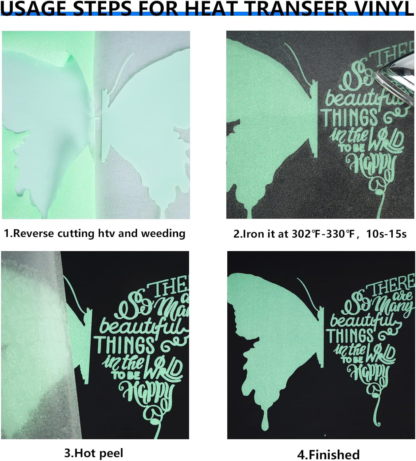 FUNKAKA Glitter Fluorescent Light Green HTV Heat Transfer Vinyl Rolls, 12" x 8ft PU Iron on Vinyl for T-Shirts Glitter HTV Vinyl for All Cutter Machines Easy to Cut & Weed for DIY Design