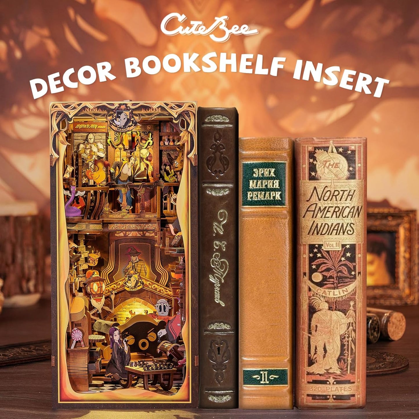 CUTEBEE Book Nook Kit - DIY Miniature House Kit for Adults and Teens, Dollhouse Booknook Tiny House Model Build Bookshelf Decor, Gifts for Family, Friends