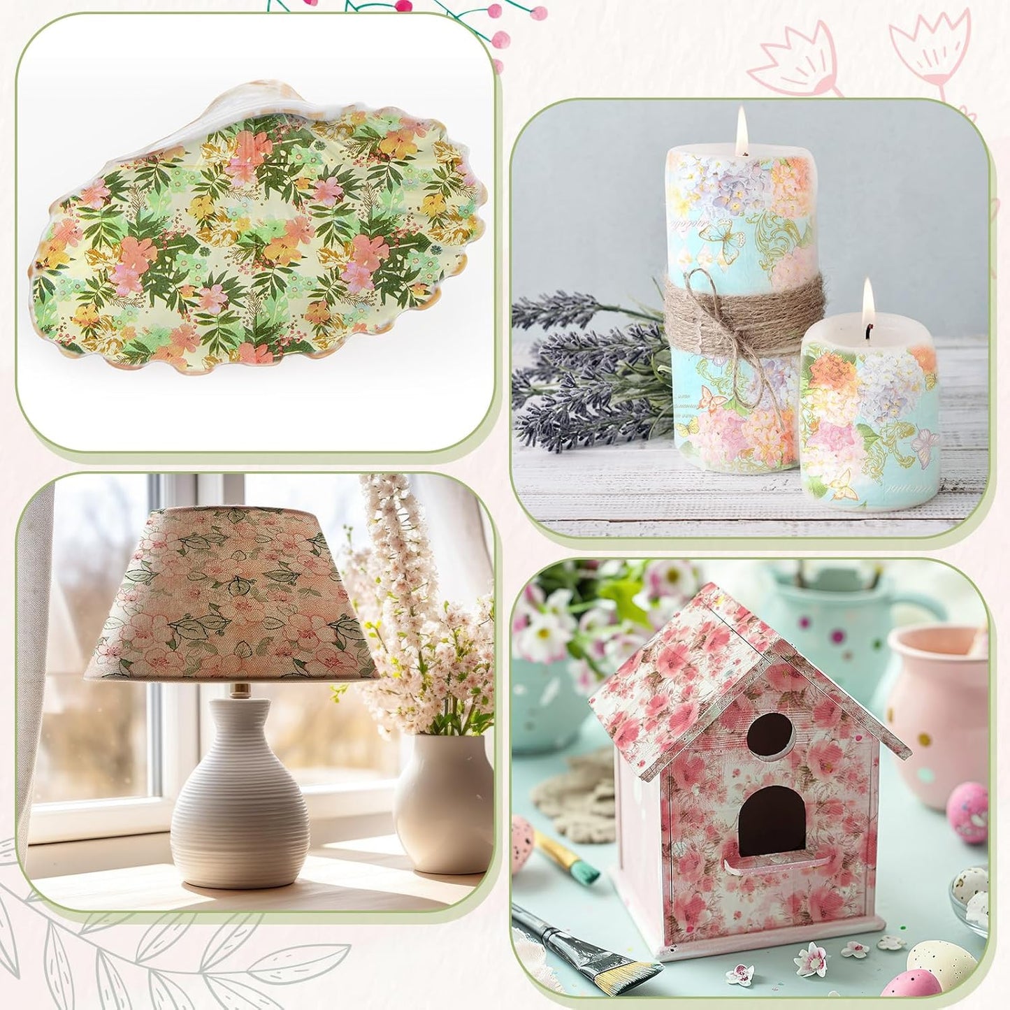 Crtiin 20 Pack Assorted Floral Napkins for Decoupage Toilet Napkins Flower Cocktail Decorative Paper for Birthday Party Beautiful Gorgeous, 20 Styles Each 6.5 inches(Style 3)