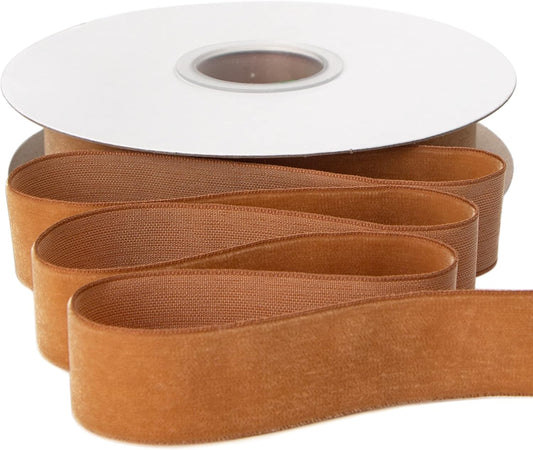 Ribbli Polyester Khaki Velvet Ribbon,1 Inches Continuous10-Yard Spool,Christmas Ribbon for Gift Wrapping,Floral Bouquets, Home Decor