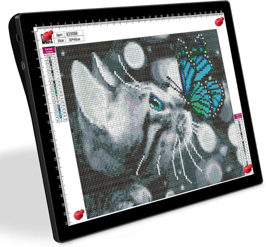 HIUKCOLED A4 Tilt-angle Light Tracing Box with 4 Magnets, 5-level Adjustable Brightness Ultra-thin Light Pad, Battery Powered LED Light Board for Drawing,Diamond Painting,Sketching,X-Ray,Sand Painting