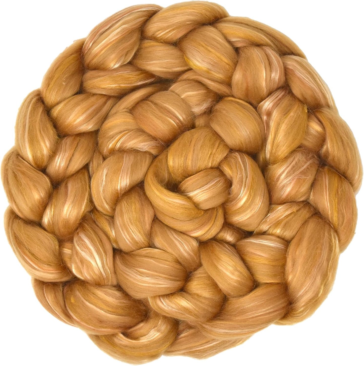 Merino Silk Luxe Tonal Designer Blend. Superfine Merino, Mulberry Silk, Tussah Silk. Top Roving for Spinning or Felting. Toffee Whisper 4oz