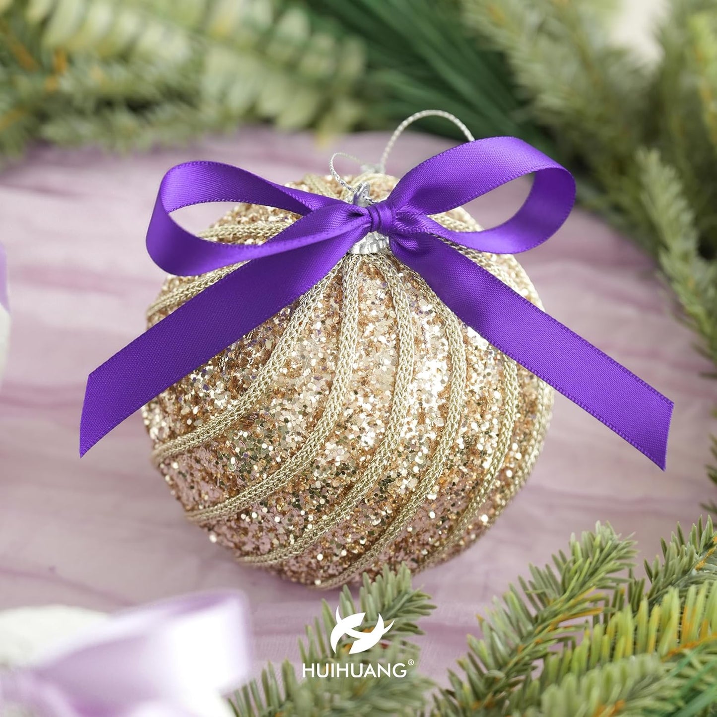 HUIHUANG Purple Satin Ribbon 1/2 inch X 50 Yards Continuous, Double-Faced Satin Ribbon for Gift Wrapping, Bows, DIY Crafts, Flower Bouquet, Wedding Decor, Holiday Party Decor