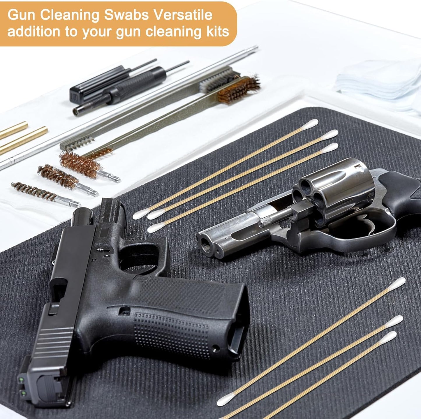 Eyxformula 200/400 Pcs Gun Cleaning Swabs with Double Pointed Tips, 6 Inch Sturdy Bamboo Sticks, Lint Free Long Cotton Swabs for Firearm Maintenance, Precision Cleaning Pistol, Rifle, Handgun, Shotgun