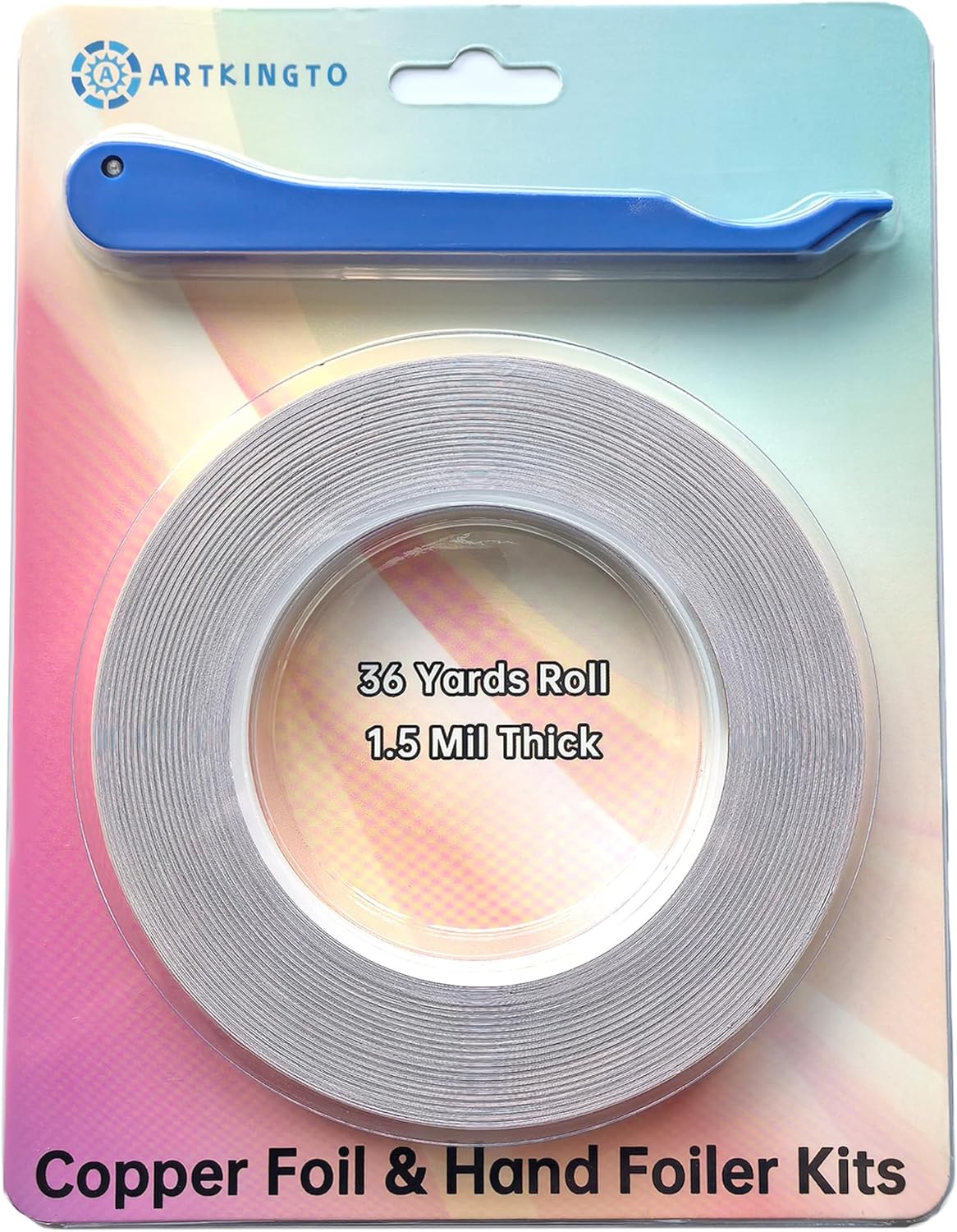 1/4 Inch Black Back Copper Foil for Stained Glass, 1.5 Mil Thick, 36 Yards 2 Rolls, with Copper Foil Hand Foiler