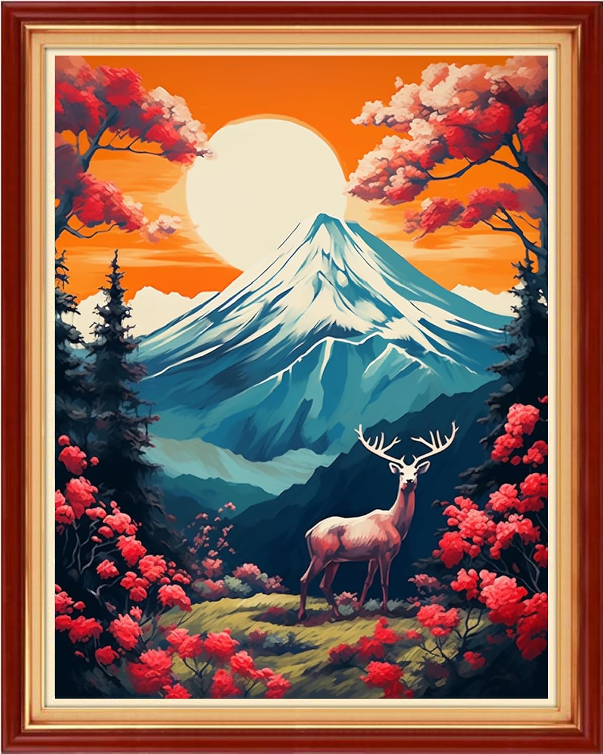 Dooxvey Cross Stitch Kit for Adult Beginners - Full Range of Stamped Kits - 11CT Cross Stitch Patterns - Snow Mountain Sunrise - 16x20 inch