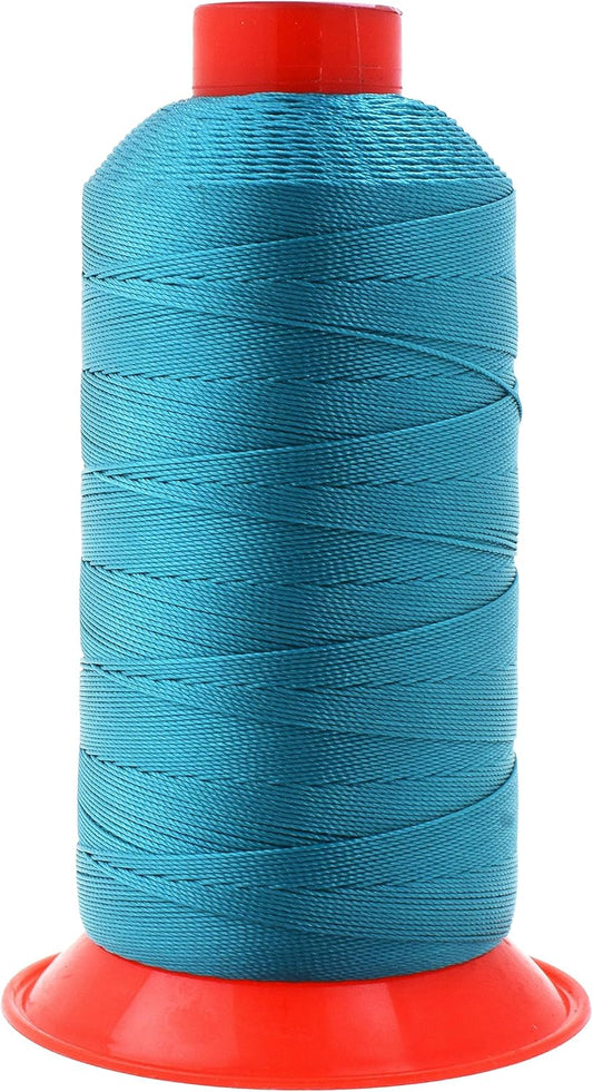 Mandala Crafts Bonded Nylon Heavy Duty Sewing Threads - Teal, 800 YDs, Size 207, 630D, T210 Tex 210 for Leather, Jeans, Weaving, Outdoor, Marine, Upholstery