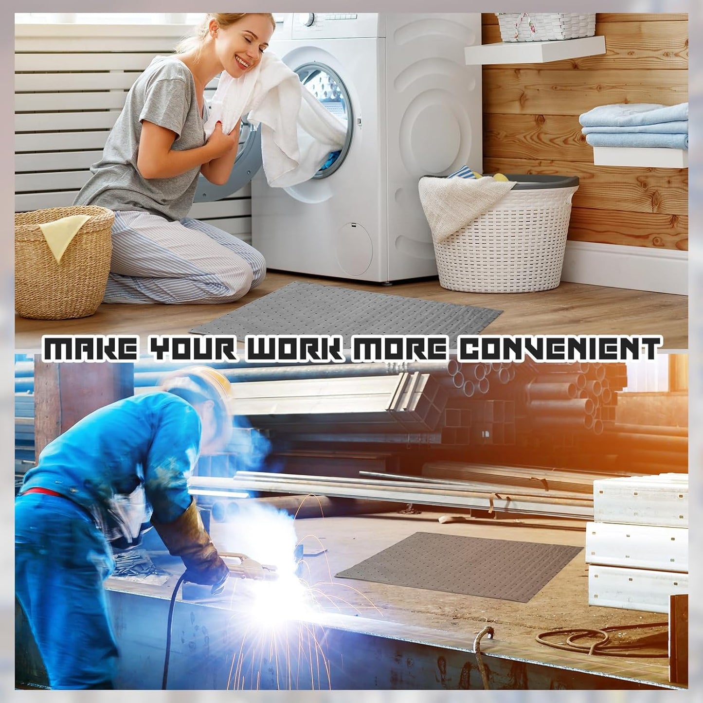 Hoolerry Oil Absorbent Pads Weight Dimpled Pad Garage Accessories Water Absorbent Mat Oil Spill Mat for Absorbing Protecting Home Garage Basement(15 x 19.7 Inch,Gray,30 Pcs)