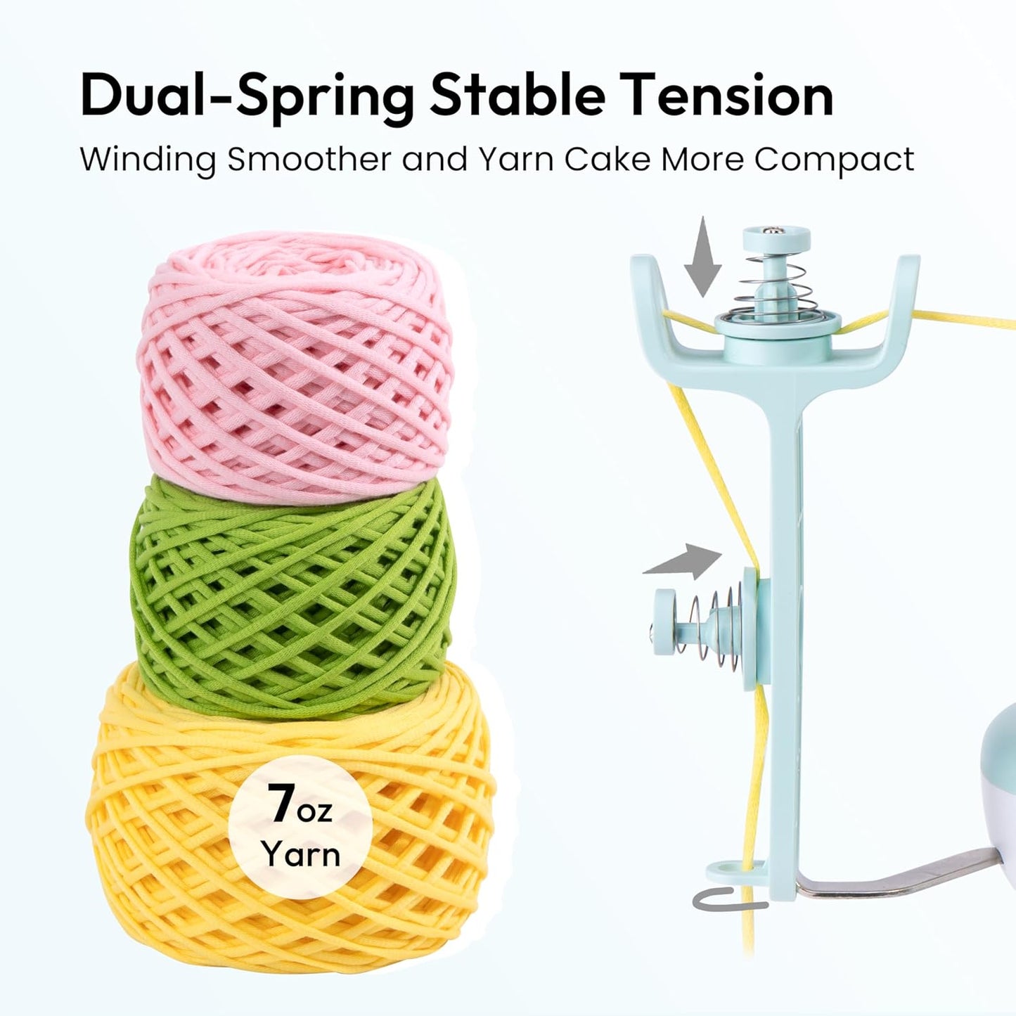 Etcokei Electric Yarn Winder for Crocheting, Compact Yarn Cake with Strong Tension Stepless Speed, Automatic Wool Spinner Roller, Ideal Helper for Knitting Lovers(Mint Green)