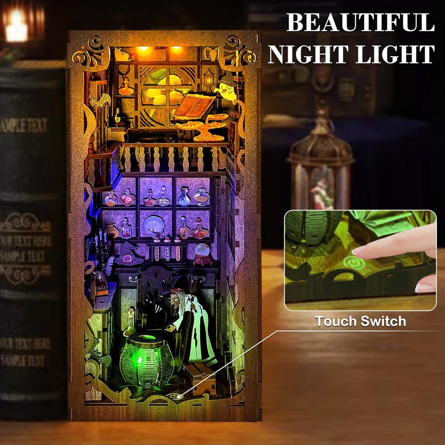 Book Nook Kits for Adults, Miniature House Dollhouse Kit for Teens, DIY Crafts for Adults, Bookshelf Decor Magic House with LED Light, Gifts for Family and Friends