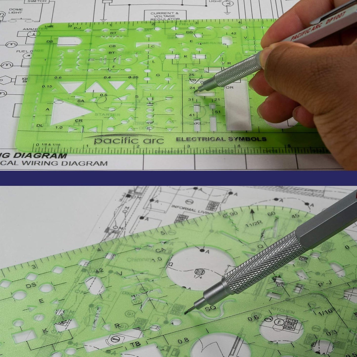 Pacific Arc Template: Electrical Symbols, 135 Openings 5.25" x 8.25"