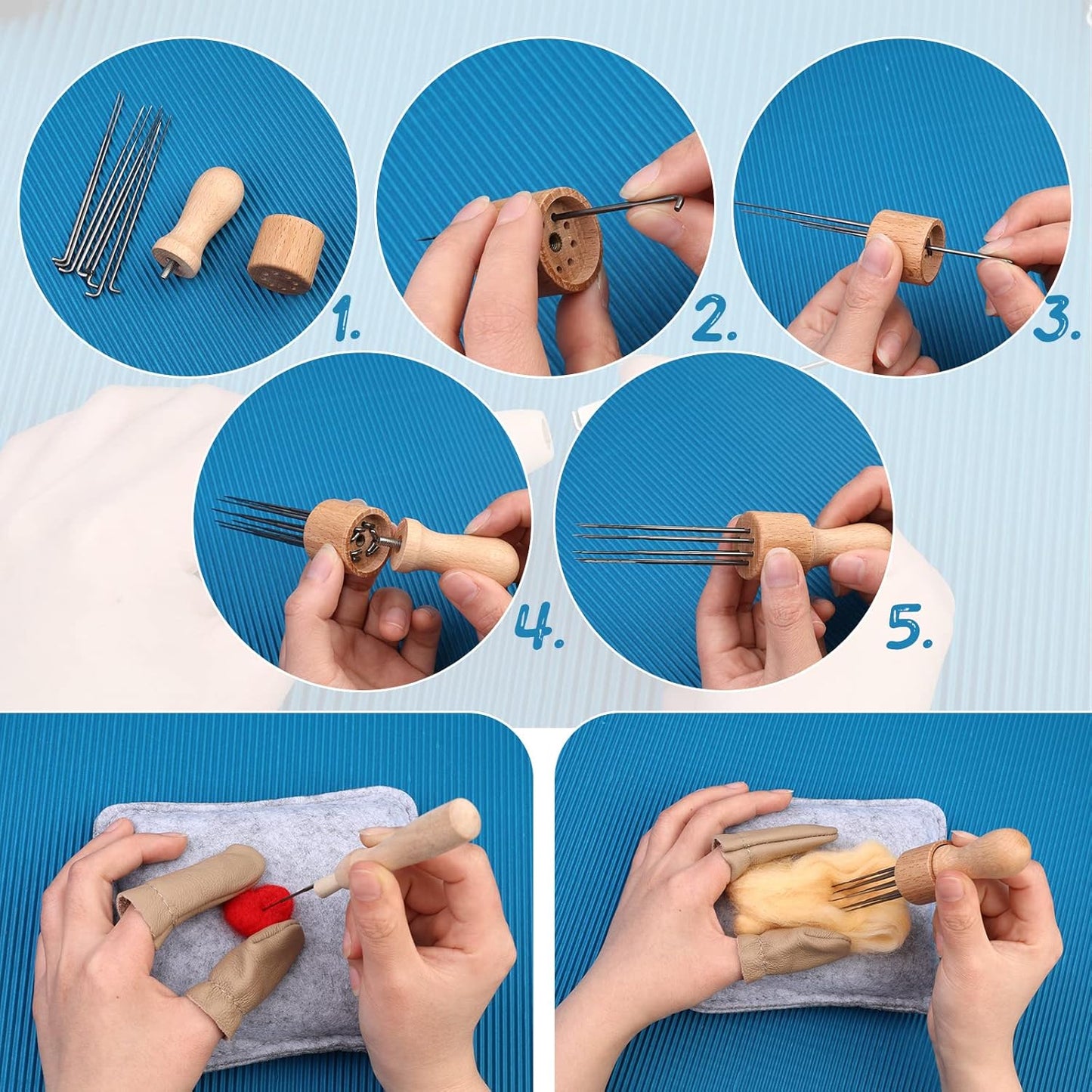 IMZAY Needle Felting Kit, Needle Felting Starter Kit with Exquisite Green Storage Bag, Wool Roving 18 Colors Set, Needle Felting Tools Kit, Wool Felt Tools for Felted Animal Needle Felting Supplies