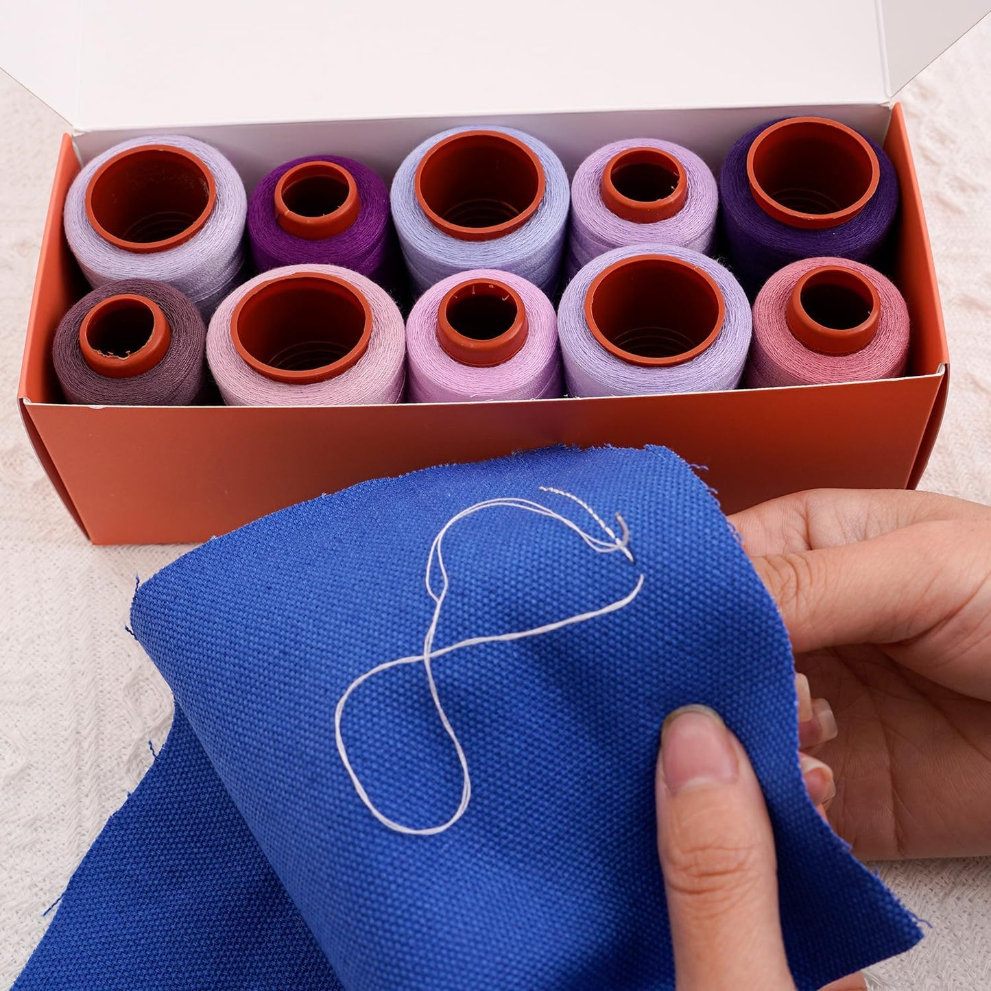 10 Pcs Sewing Thread, All Purpose Sewing Thread,40 wt, Assorted Colors Each 800 Yards of Polyester Threads for Sewing Machine, Hand Stitching, Quilting, Serger (Purple Color System)