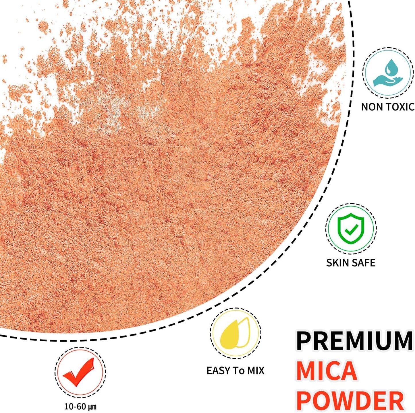 Mica Powder - 100g Mica Powder for Epoxy Resin - Metallic Color Pigment for Resin, Soap, Bath Bombs, Eye Shadow, Nails, DIY Crafting Projects etc. (Orange)