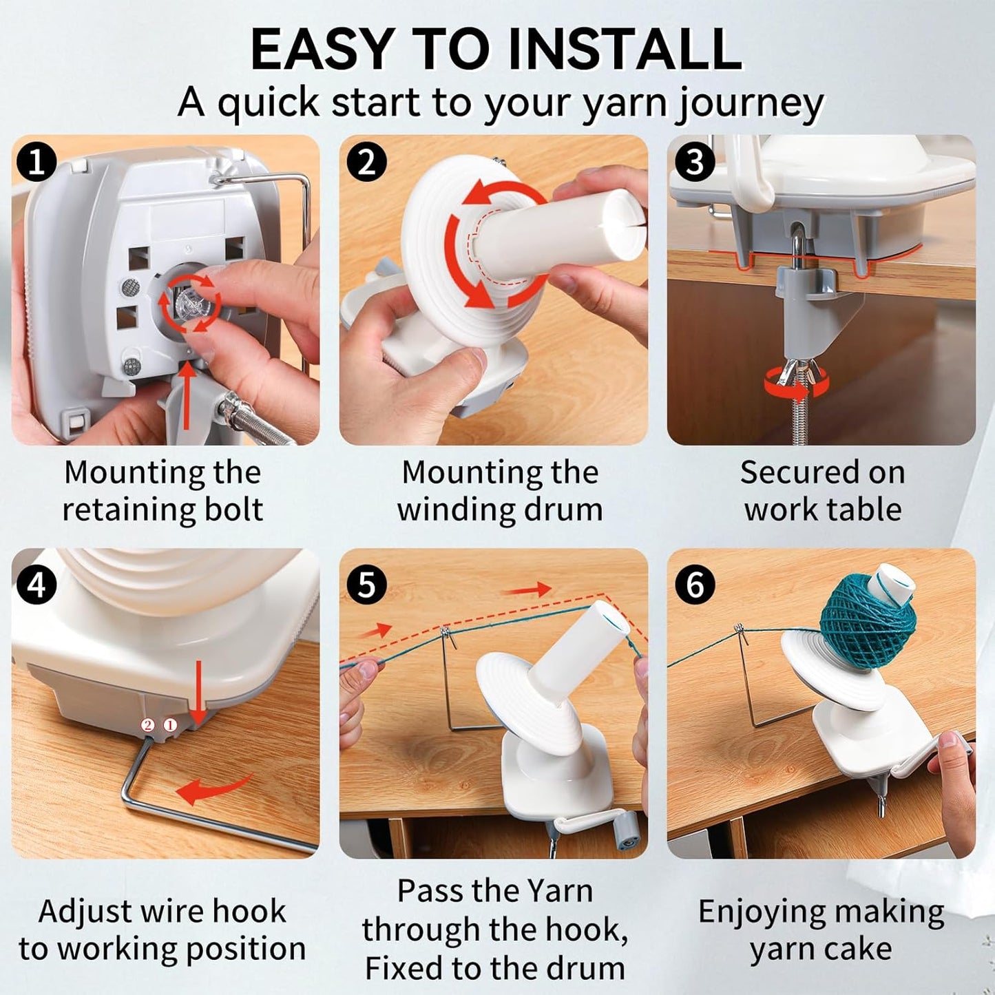 SPEENSUN Yarn Winder, Yarn Winder for Crocheting, 3.5 OZ Easy-to-Install and Efficiently Yarn Ball Winder with Lower Noise, Yarn Spinner for Crochet and Knitting Lover for Yarns Below Size 5