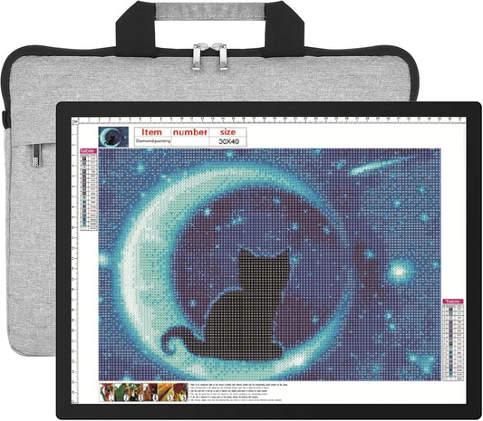 HIUKCOLED A3 Built-in Tilt Stand Light Tracing Box with Carry Bag, 3 Colors/Stepless Dimmable/6-level Brightness Adjustable, Battery Powered LED Light Board for Drawing,Diamond Painting,Sketching