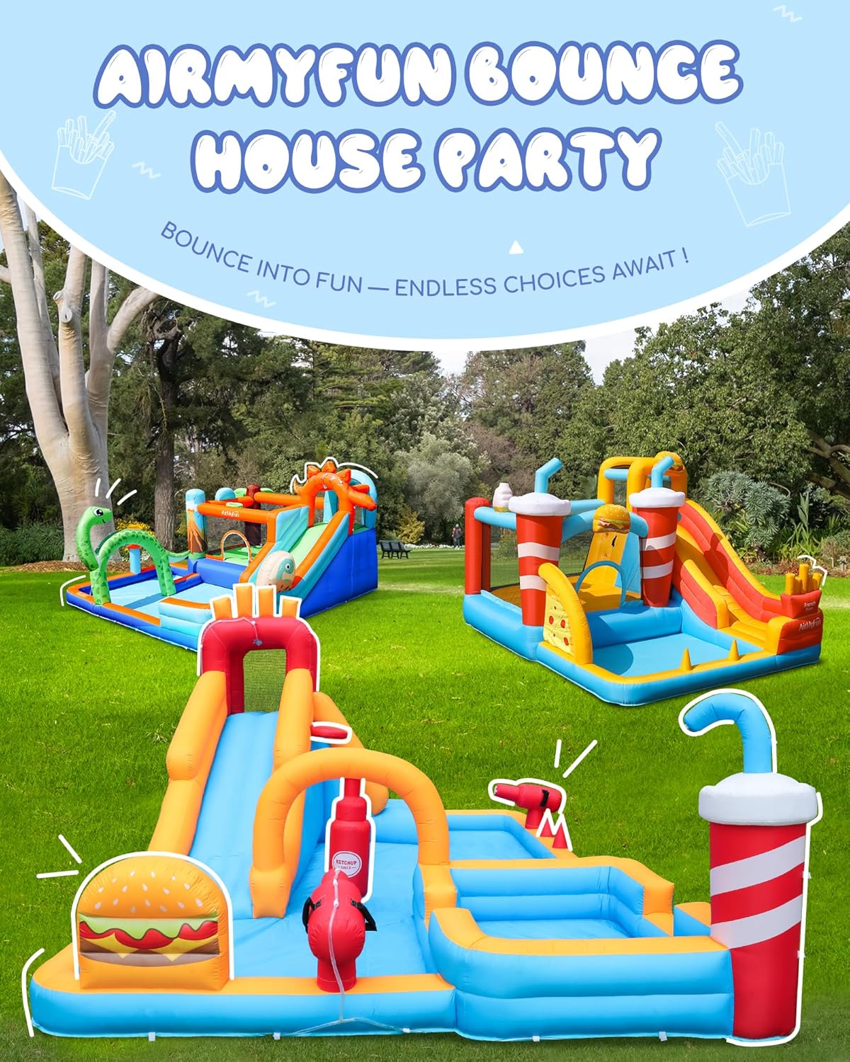 AirMyFun Inflatable Water Park, Water Slides for Kids Backyard, Bounce House for Kids 3-8 Outdoor| Paddling Pool - Boxing Ring, Climbing Wall - Spacious Splash Zone - Includes Patch Kit & Blower