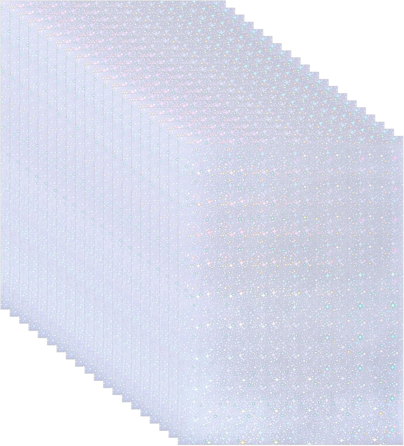 PATIKIL 11.7x8.3" Holographic Sticker Paper, 20Sheets A4 Polypropylene Self-Adhesive Transparent Waterproof Laminate Overlay Film for Photo Cards Scrapbook Decorations, Starlight
