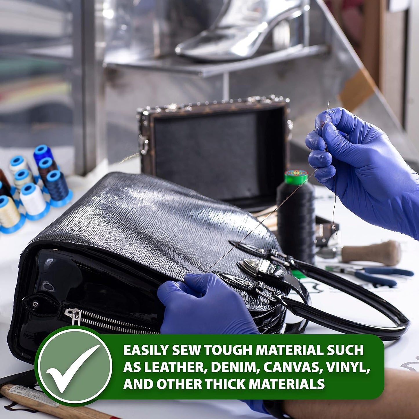 Mandala Crafts Bonded Nylon Thread Turquoise Heavy Duty Sewing Threads - 800 YDs Size 277 840D T270 Tex 270 Thread for Leather Jeans Weaving Outdoor Marine Upholstery Threads