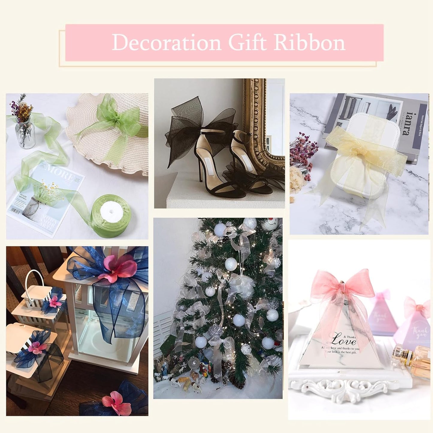 Black Ribbon for Gifts Wrapping, 1 inch 50Yard Sheer Organza Ribbon, Gift Wrap Chiffon Ribbons for Halloween, Fathers Day, Wedding, Party Decoration, Hair, Crafts, Flower Bouquet