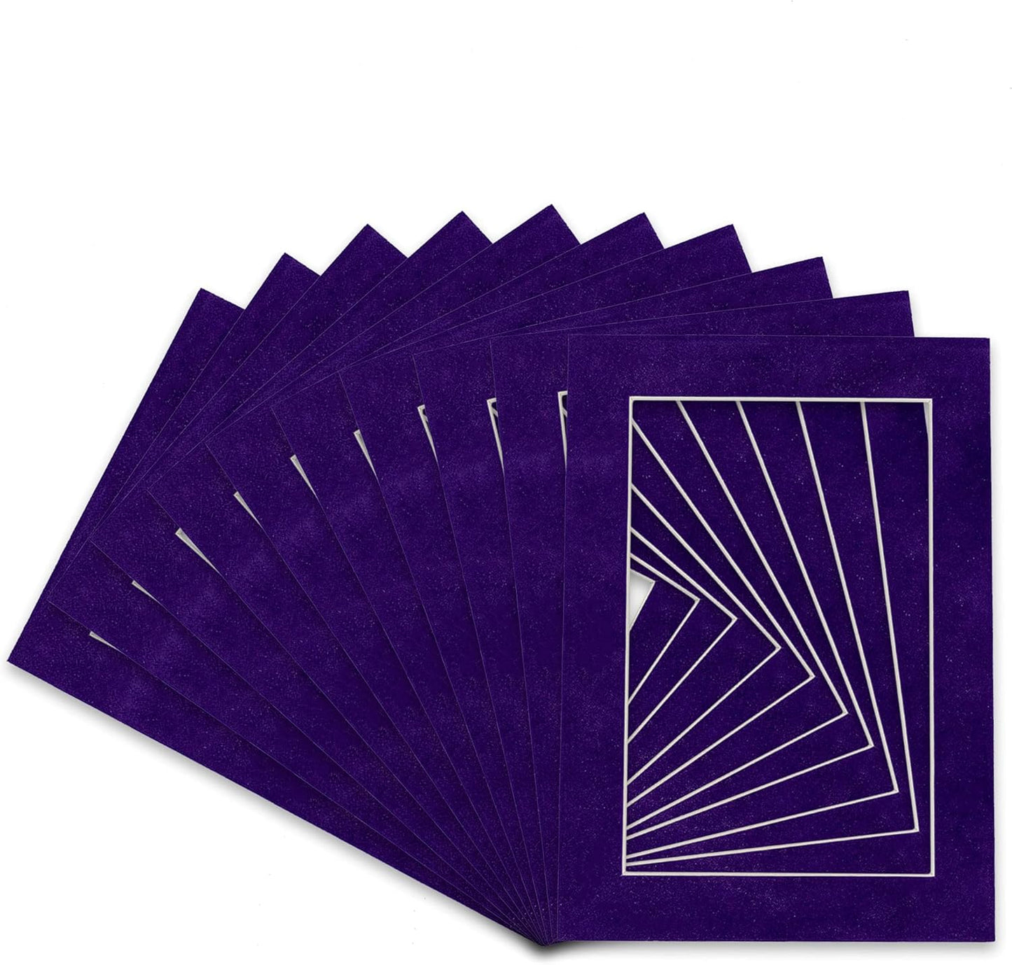 Pack of 25 Acid Free 8x10 Mats Bevel Cut for 5.5x8.5 Photos - Purple Crocus Suede Precut Matboards With Backing Boards and Clear Photo Mat Bags For Pictures, Photos, Framing - 4-ply Thickness